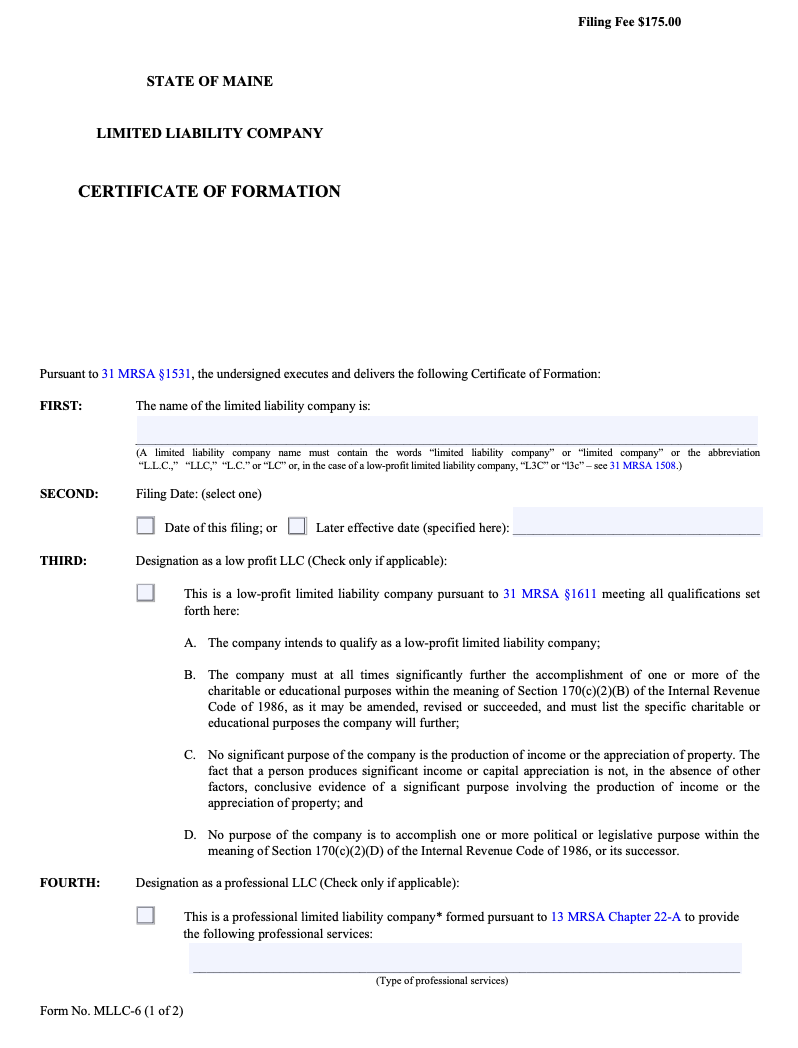 Acta Constitutiva Maine