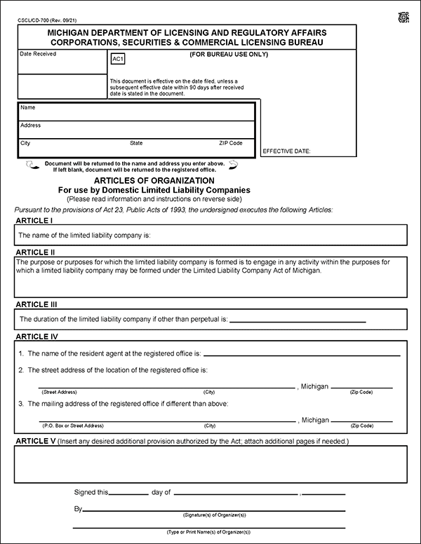 Acta Constitutiva Michigan