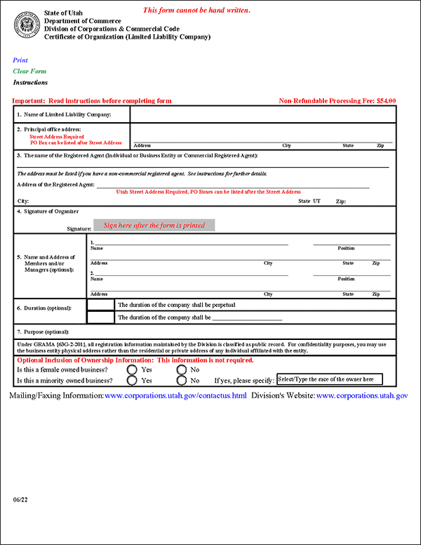 Acta Constitutiva Utah