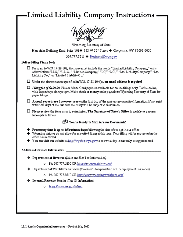 Acta Constitutiva Wyoming