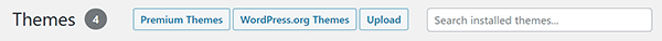 WordPress themes library search bar.