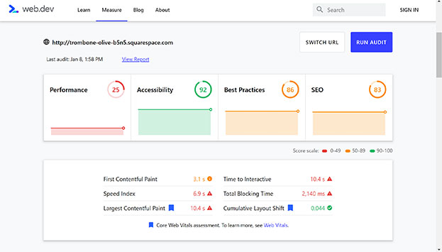 Screenshot of the SEO interface within the Squarespace Website Builder.