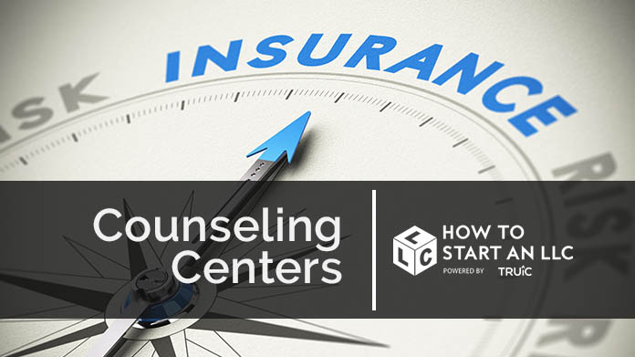 Compass needle pointing towards blue insurance logo